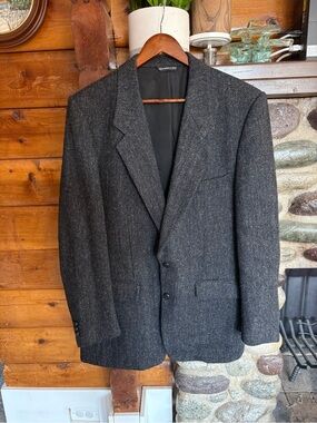 Vintage Harris Tweed Moores 100% Virgin Wool Herringbone Blazer 44L